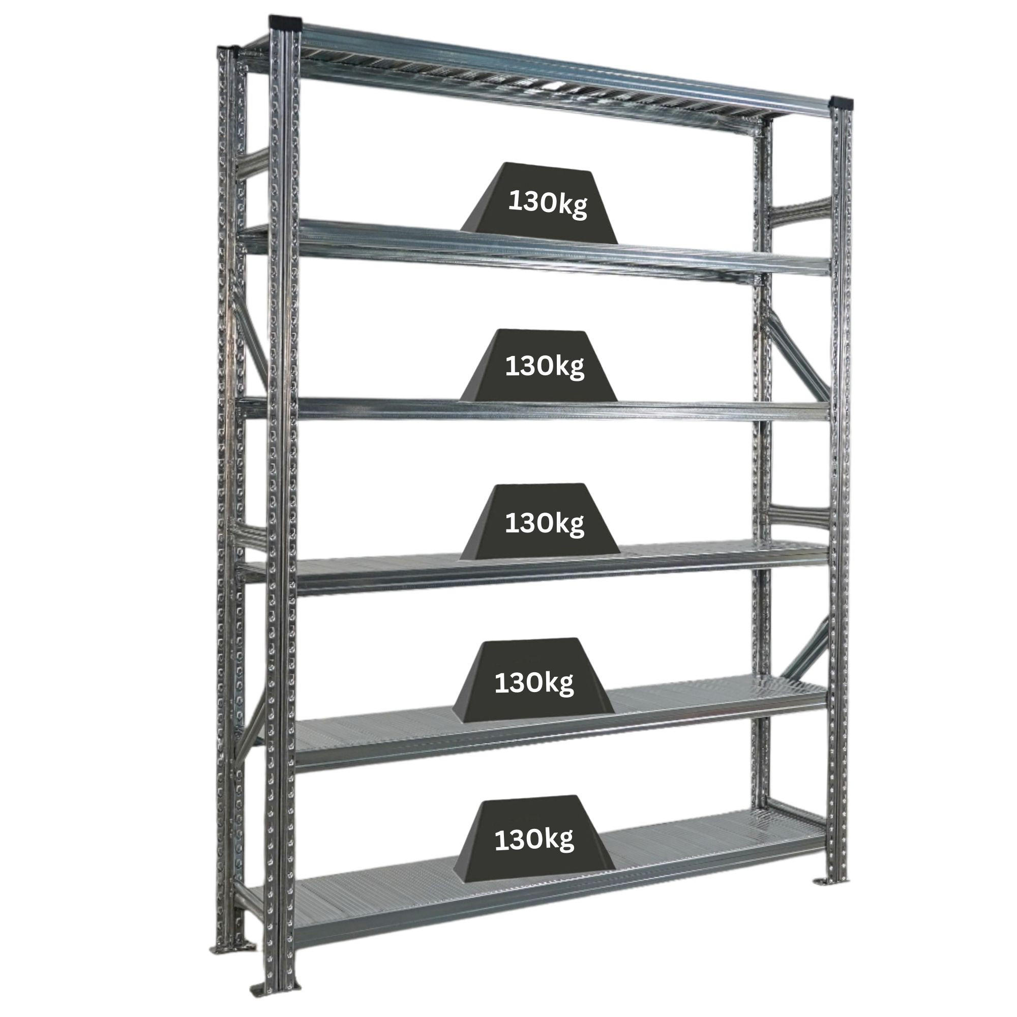 FACHBODENREGAL Proximo Stecksystem 210x150x32cm 6 Ebenen Beidseitig nutzbar Verzinkt - Silberfarben, Metall (150/210/32cm) - PROREGAL