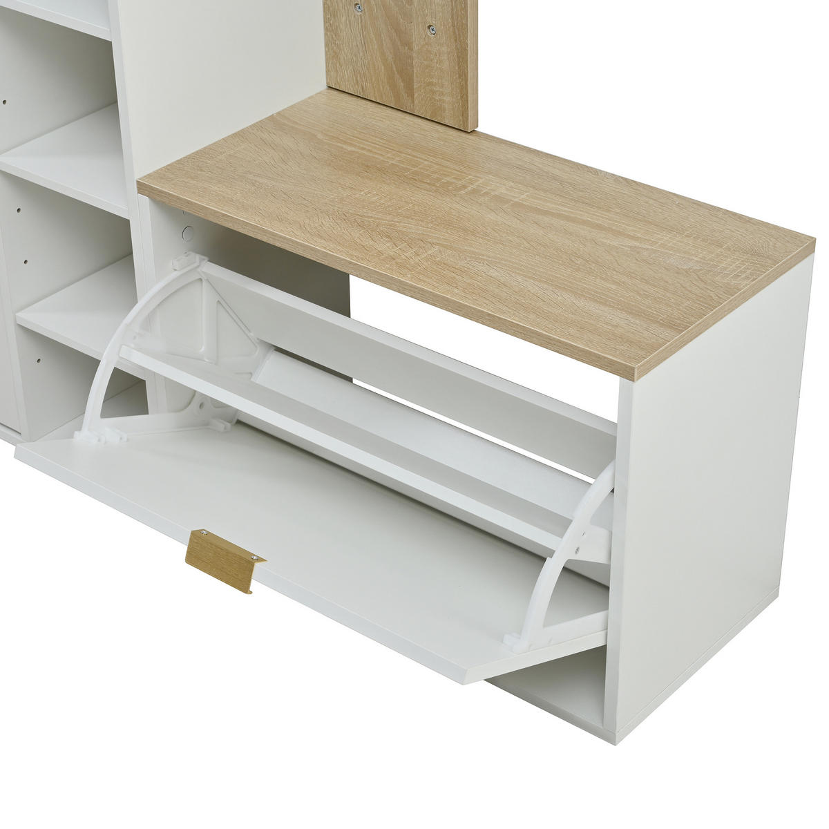 SCHUHSCHRANK aus Spanplatte 130x30x174cm in Weiß mit Schuhschrank - Weiß, Holzwerkstoff (130/174/30cm) - Modfu