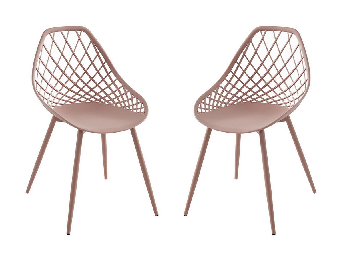 GARTENSTUHL - 54.5cm x 49cm - Polypropylen - rosa - MALAGA - Pink, Metall (54.5/84/49cm) - Vente-Unique