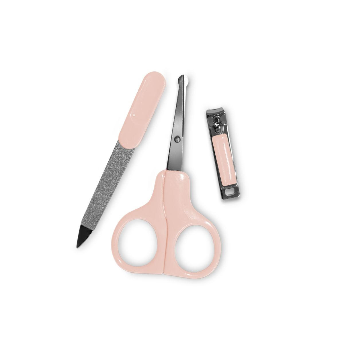 NAGELPFLEGESET 10240300 rosa Edelstahl, 3-teilig, Maniküre-Set 3-teilig, Nagelschere, Nagelfeile - Rosa, Metall (7/11cm) - Baby Care