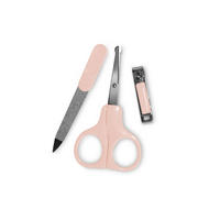 NAGELPFLEGESET 10240300 rosa Edelstahl, 3-teilig, Maniküre-Set 3-teilig, Nagelschere, Nagelfeile - Rosa, Metall (7/11cm) - Baby Care