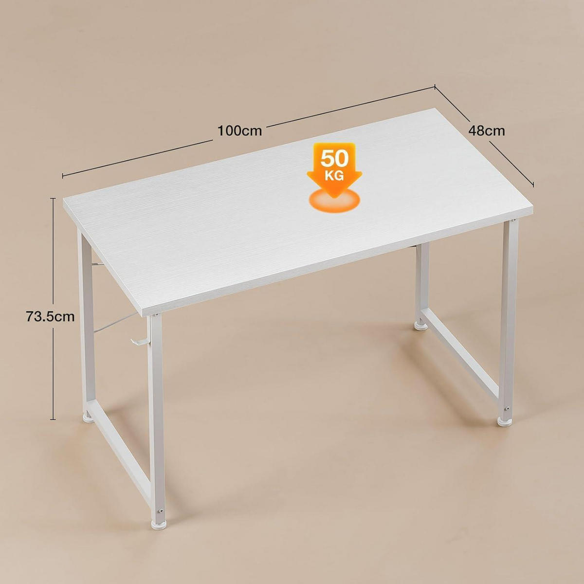 SCHREIBTISCH 100 x 48 cm Weiß mit Kopfhörerhalter - Weiß, Holzwerkstoff (48/120/73.5cm)