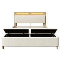 POLSTERBETT 140/200 cm in Eichefarben/Beige mit LED, Polsterbettbank und Matratze - Beige, Textil (140/200cm) - Flora Grace