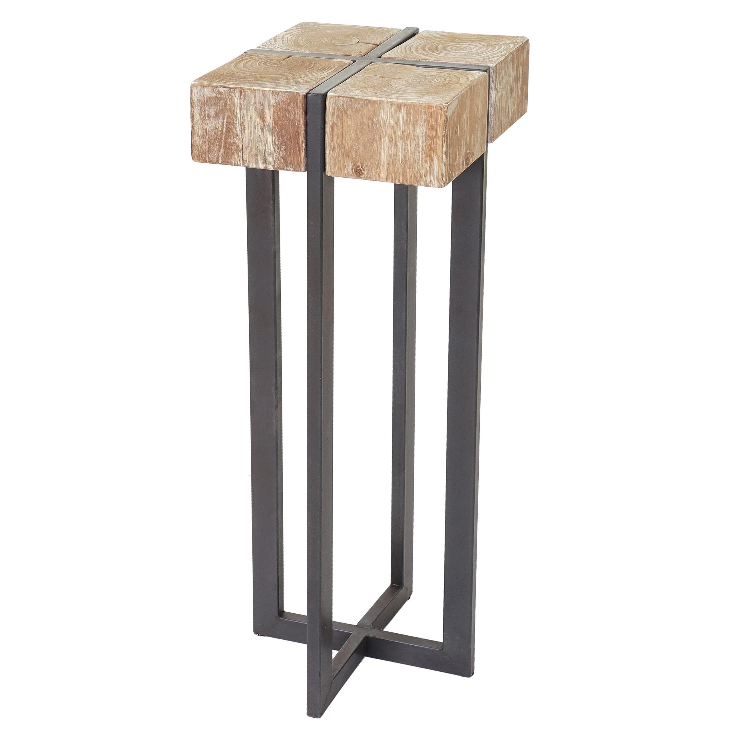 BLUMENTISCH TANNE MASSIV eckig Braun, Schwarz - Schwarz/Braun, Holz (32/32/100cm) - MCW