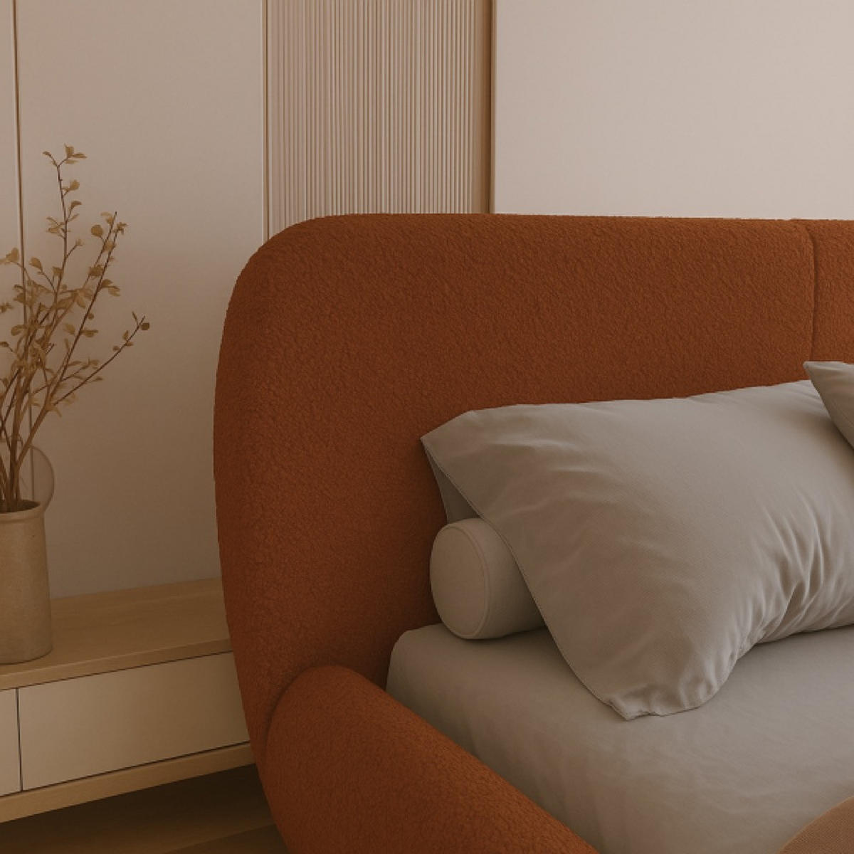 BETT Terrakotta ELLE Gepolstert 180x200 cm Ausziehbar - Schwarz/Orange, Kunststoff/Textil (180/200cm) - Sepro Meble