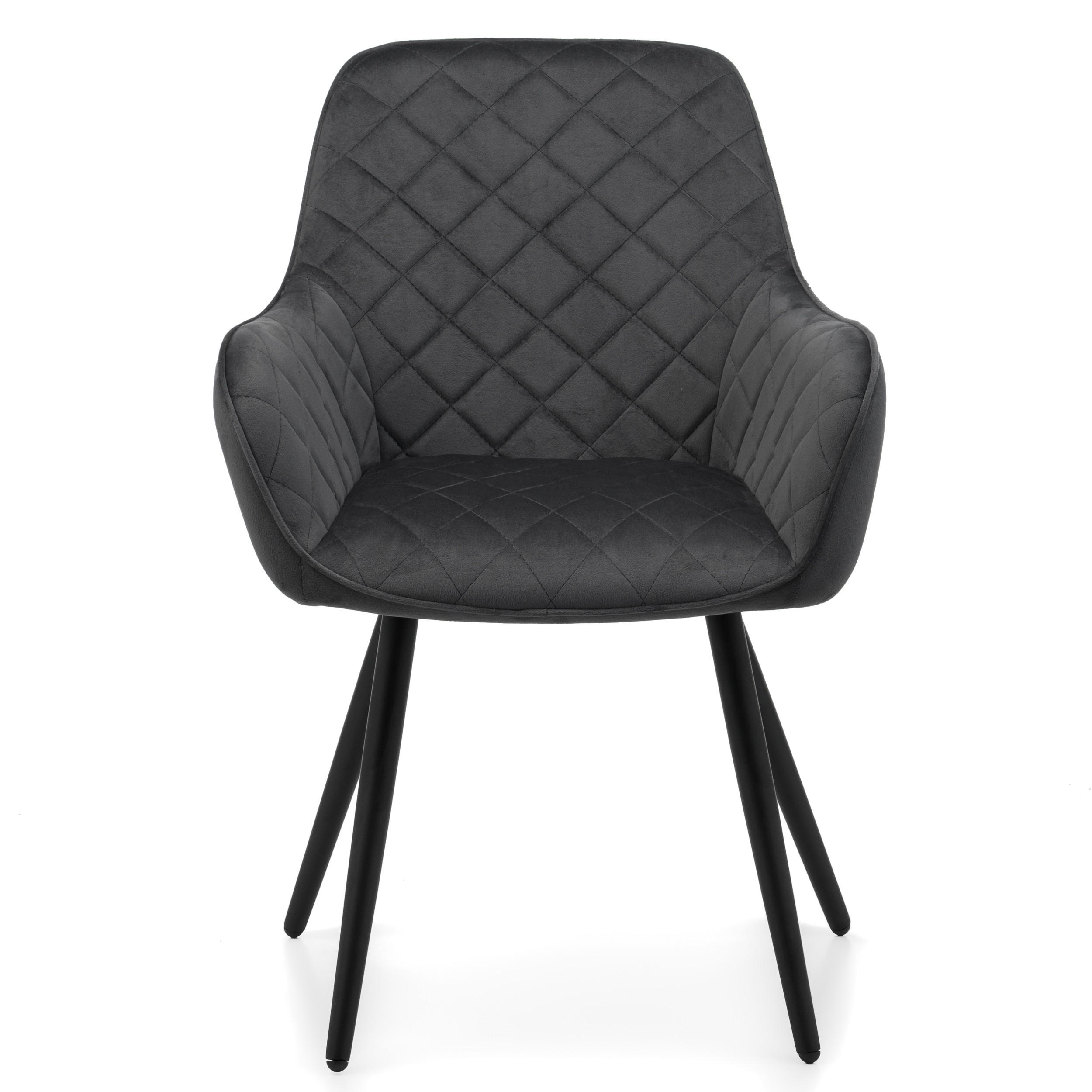 STUHL COLIN gespolsterter mit Steppung - grau - Samt Velours - Schwarz/Grau, Textil/Metall (58/87/61cm) - NEW HOME