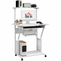 SCHREIBTISCH mit Rollen DE-14886 Weiß - Weiß, Holzwerkstoff (80/50/130cm) - ComfortXL
