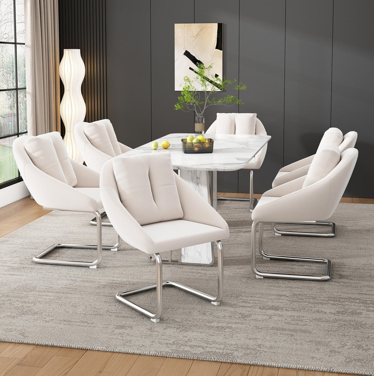 ESSZIMMERSTUHL 2er-Set Samt Beige mit Metallgestell - Beige, Metall (54/82/65cm) - Meubliv