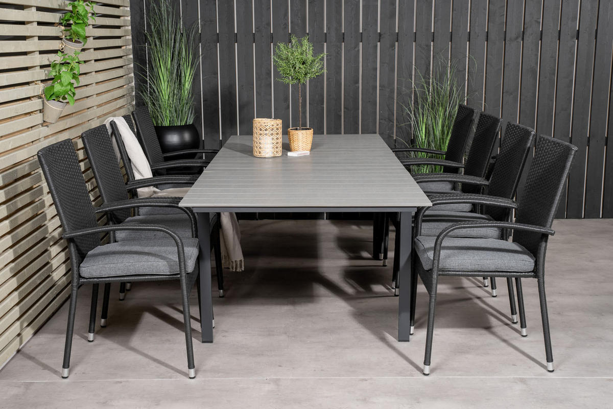 GARTENTISCHGRUPPE Schwarz - Schwarz, Holzwerkstoff - ebuy24