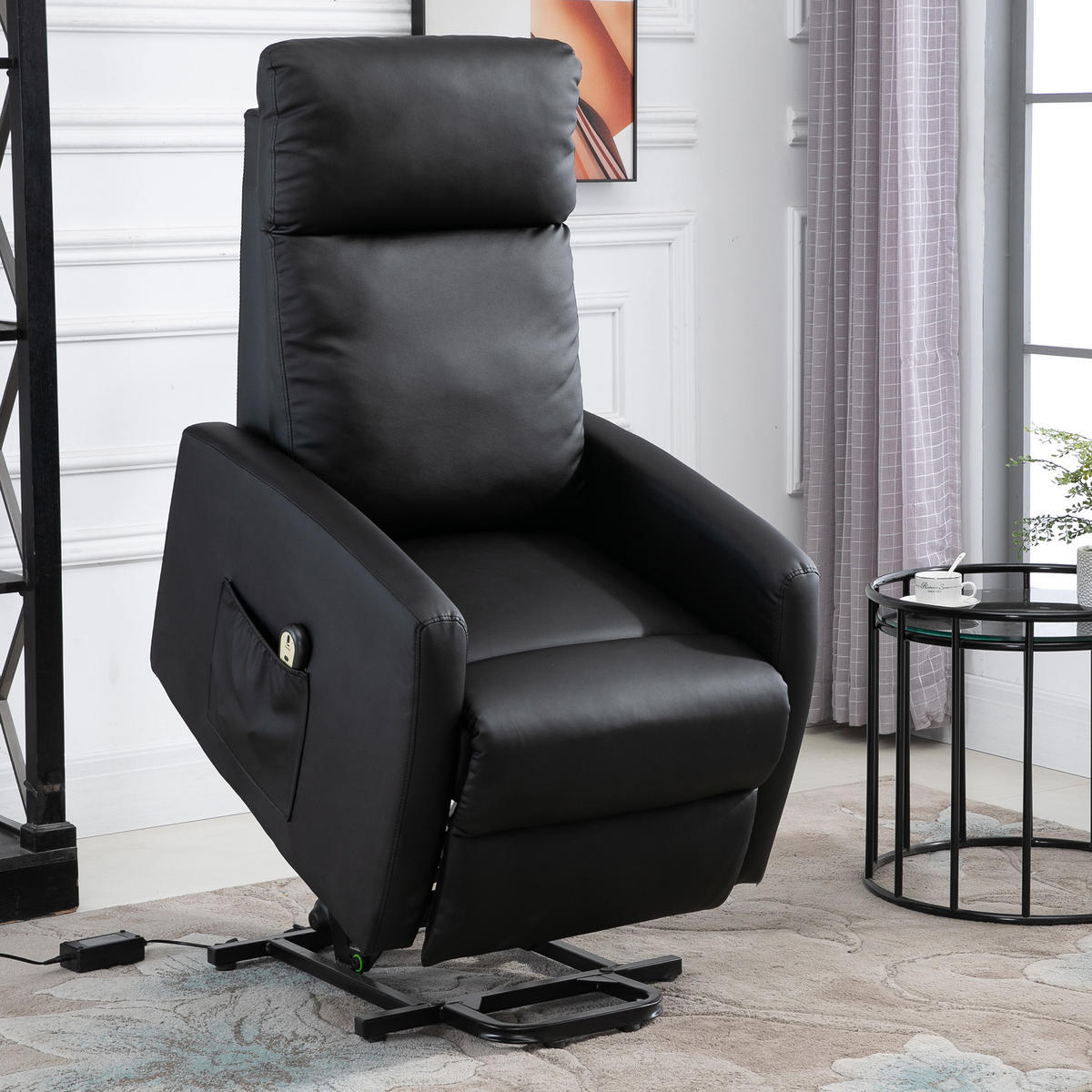 FERNSEHSESSEL DE-15368 elektrisch verstellbar mit Aufstehhilfe Schwarz - Schwarz, Metall (95/105/67cm) - ComfortXL