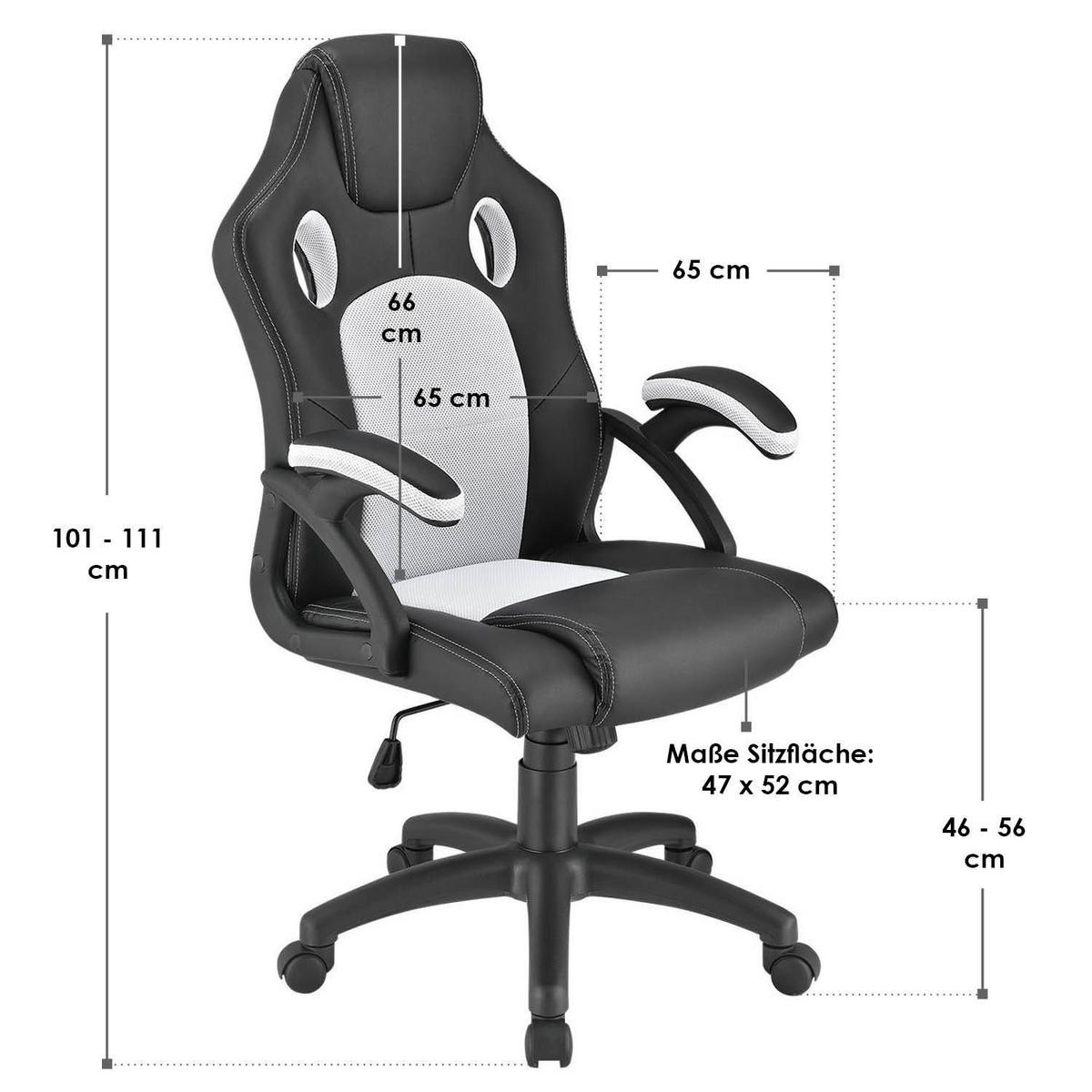 SCHREIBTISCHSTUHL Montreal weiß - Weiß, Textil (47/111/52cm) - Juskys