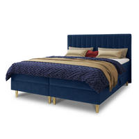 BOXBETT Gold - 140x200 - blau (Manila 26, Velvet) - Blau/Gelb, Holz/Holzwerkstoff (140/200cm) - Sofnet