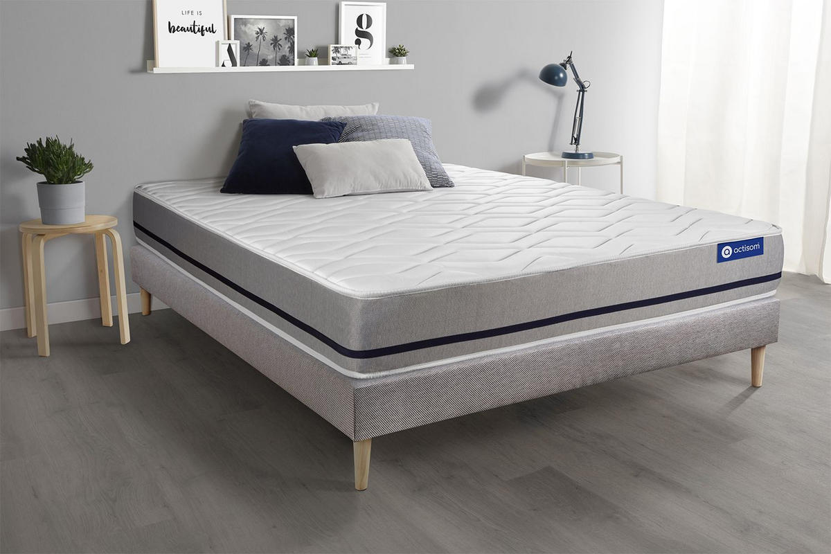 BETT Actimemo soft Memory-Schaum 135 x 200 cm h2 - Kit Bettgestell Grau - Beige/Grau, Holz (135/200cm) - ACTISOM