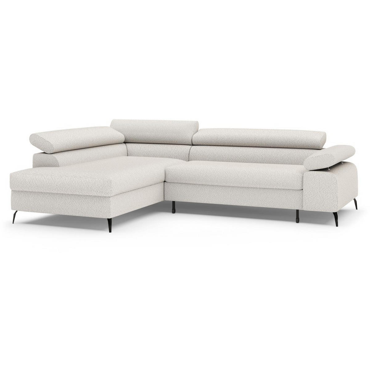 ECKSCHLAFSOFA Mellow mit Bettkasten, Beige, links - Beige/Schwarz, Textil (270/205cm) - Beautysofa