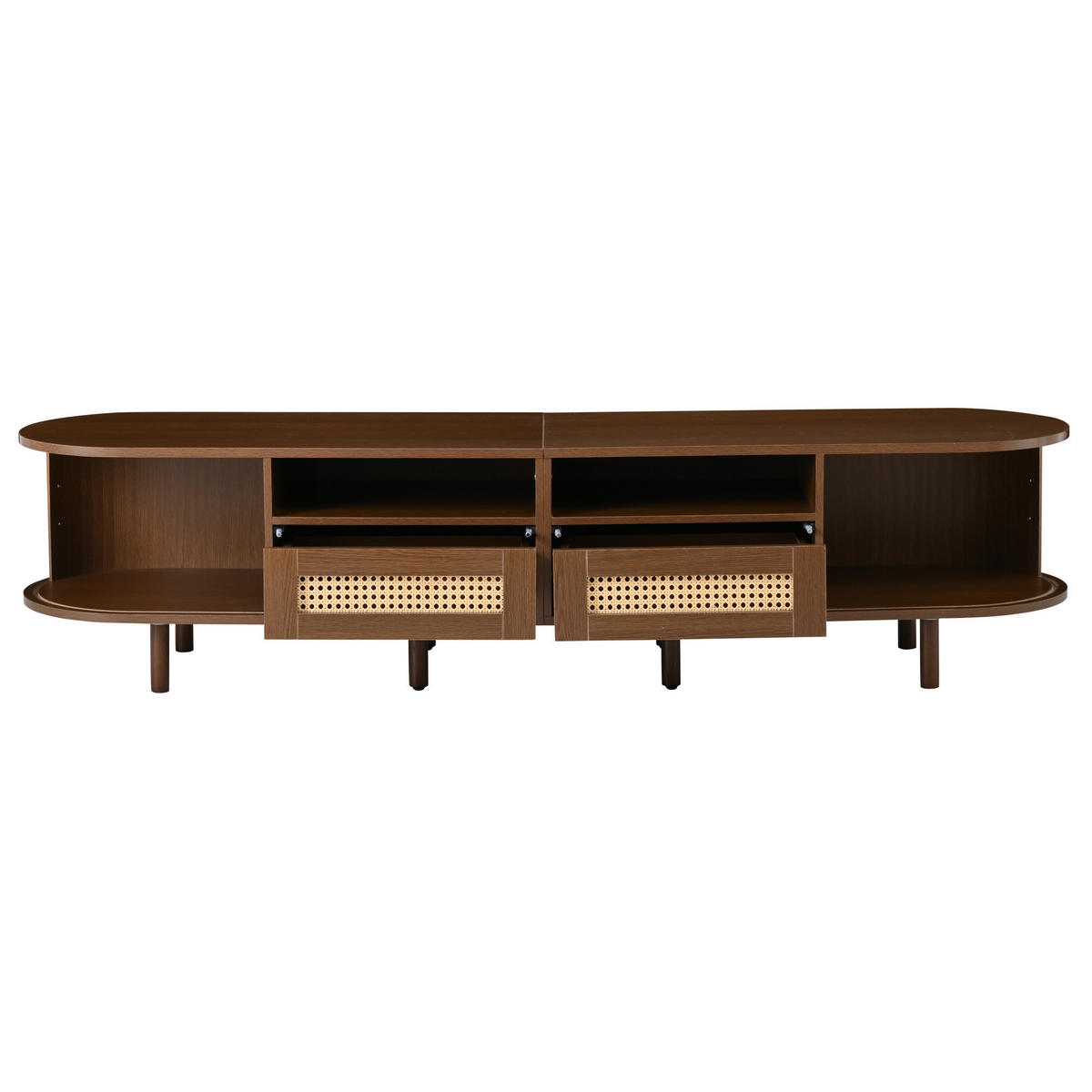 TV ormarić 170/40/40 cm tamni hrast od MDF-a i drva s kliznim vratima i ladicama - smeđa, drvni materijal (170/40/40cm) - OKWISH