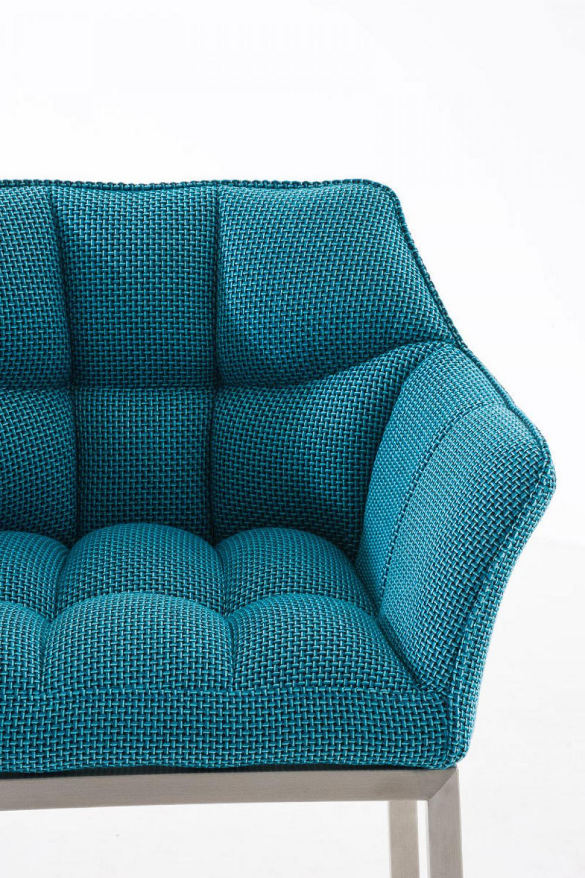 BARHOCKER Stoff türkis - Türkis/Edelstahlfarben, Textil/Metall (64/110/48cm) - CLP