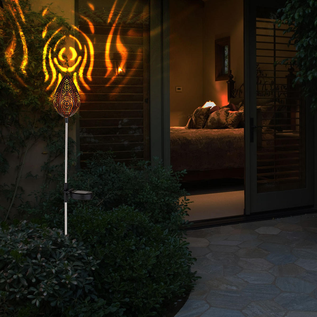 LED AUSSENLEUCHTE Stahl Kupfer 3er Set - Kupferfarben, Metall (8/8/85cm) - Globo Lighting