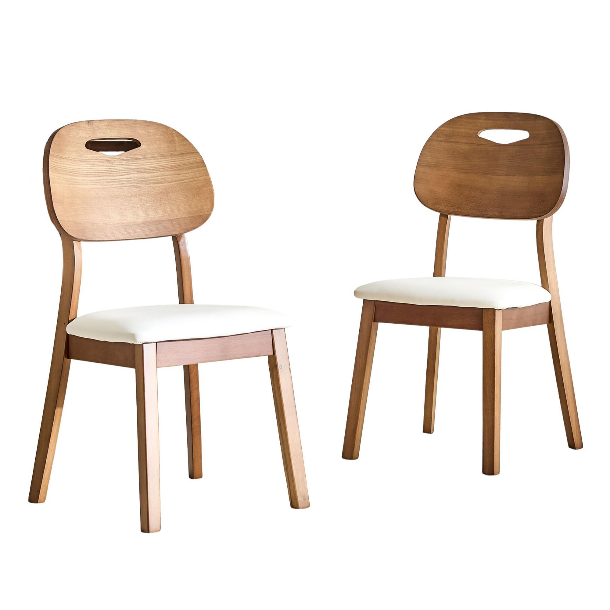 JÍDELNÍ ŽIDLE sada 2 ks bílé z PU a kaučukového dřeva - bílá, kůže (50/88/44cm) - Urban Meuble