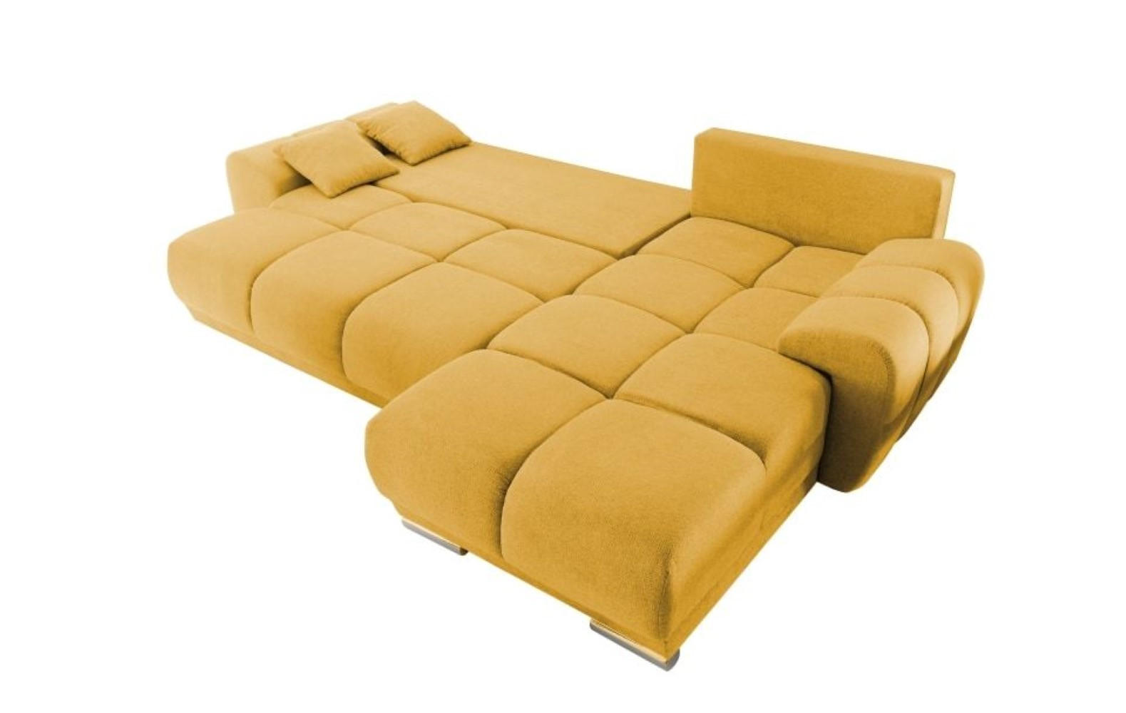 ECKSOFA beidseitig montierbar, Schlaffunktion mit Bettkasten - Chromfarben/Gelb, Textil (289/189cm) - ed exciting design