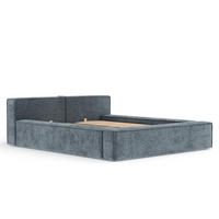 POLSTERBETT Voliera Blau Grau 160/200 cm im Chenille-Stoff - Birkefarben/Blaugrau, Holz/Holzwerkstoff (160/200cm) - Maison de Reve