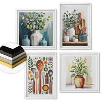 WANDBILDER 4er-Set - 50x50 cm & 40x60 cm Weißer Rahmen - Küchenaccessoires auf pflanzlicher Basis - Weiß, Kunststoff (50/50cm) - ArtPrintCave