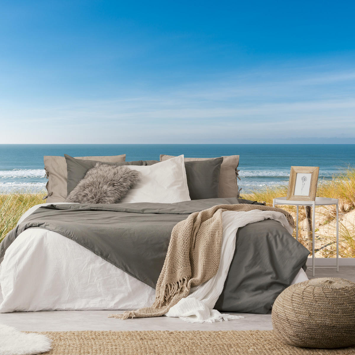 FOTOTAPETE Strand Meer Landschaft 3D 250x175 - Blau/Beige, Papier (250/175cm) - Muralo