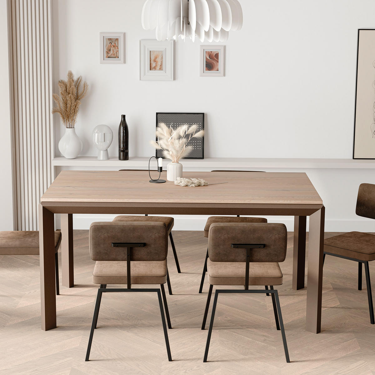 AUSZIEHTISCH FARO 160-250/90/76 cm, Cremona / Braun - Creme/Braun, Holzwerkstoff/Metall (90/160/76cm) - Idohome
