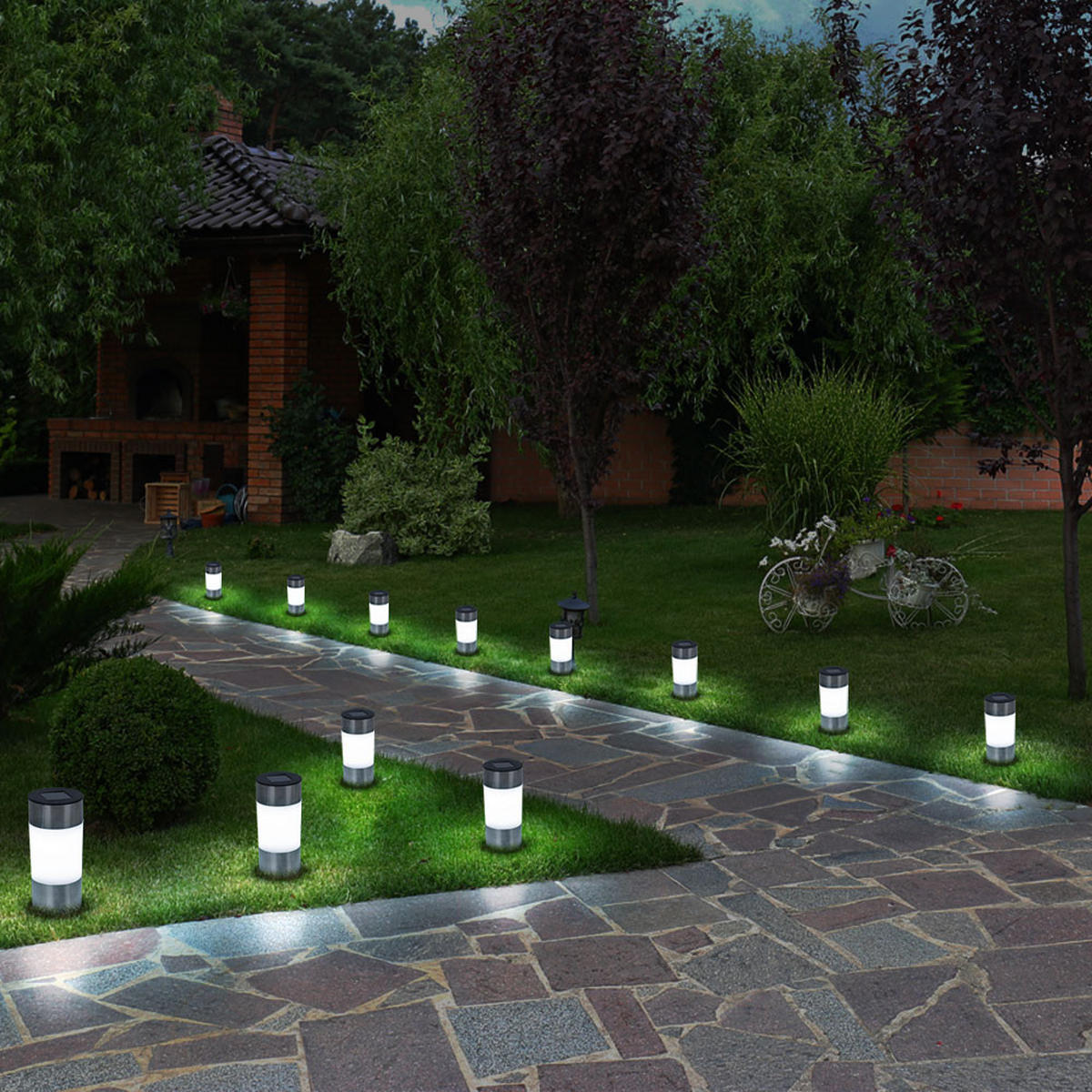 LED AUSSENLEUCHTE Edelstahl Silber 9er Set - Silberfarben, Metall (6.3/6.3/23.5cm) - Globo Lighting