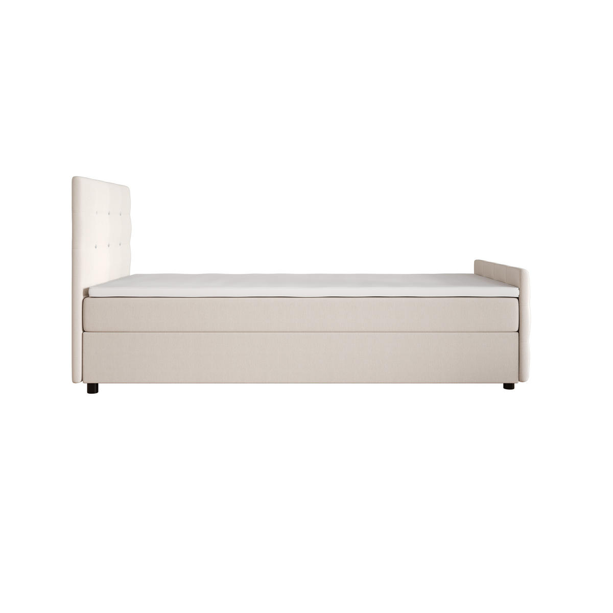 BOXBETT KLEO mini 120x200, mit Matratze H3 und Topper, Cosmic 10 - Beige, Holz/Kunststoff (120/200cm) - Bedante