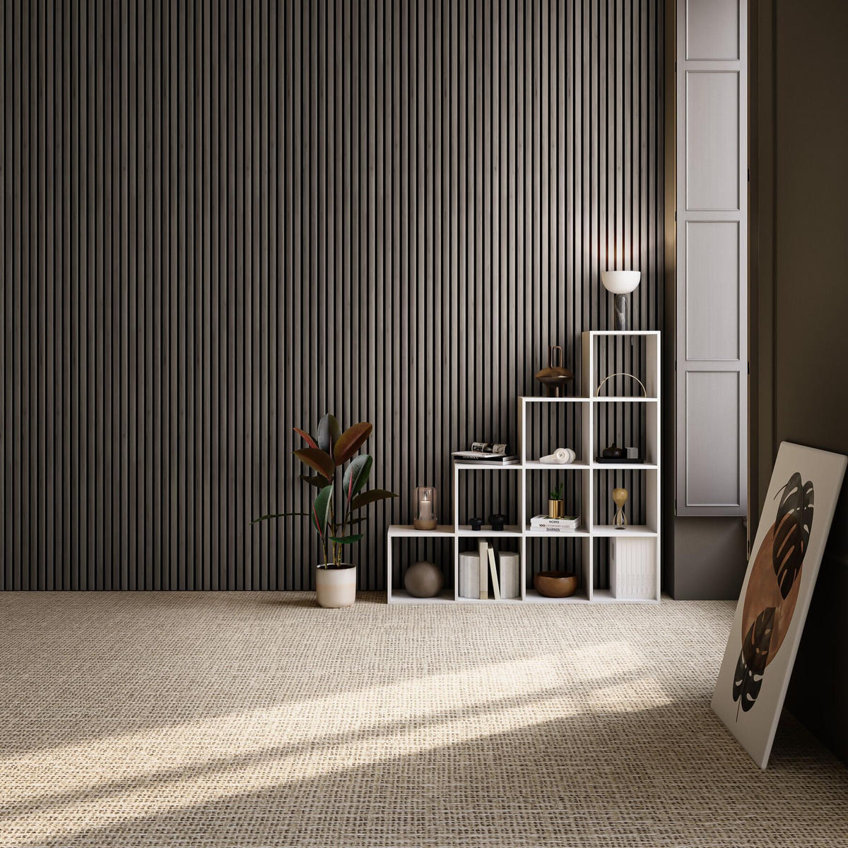 AKUSTIKPANEELE 2er Set Sonic Wall II Holzoptik Echtholzfurnier Eiche grau Größe flexibel anpassbar - Grau/Silbereichenfarben, Holz (50/1.8/110cm) - tectake