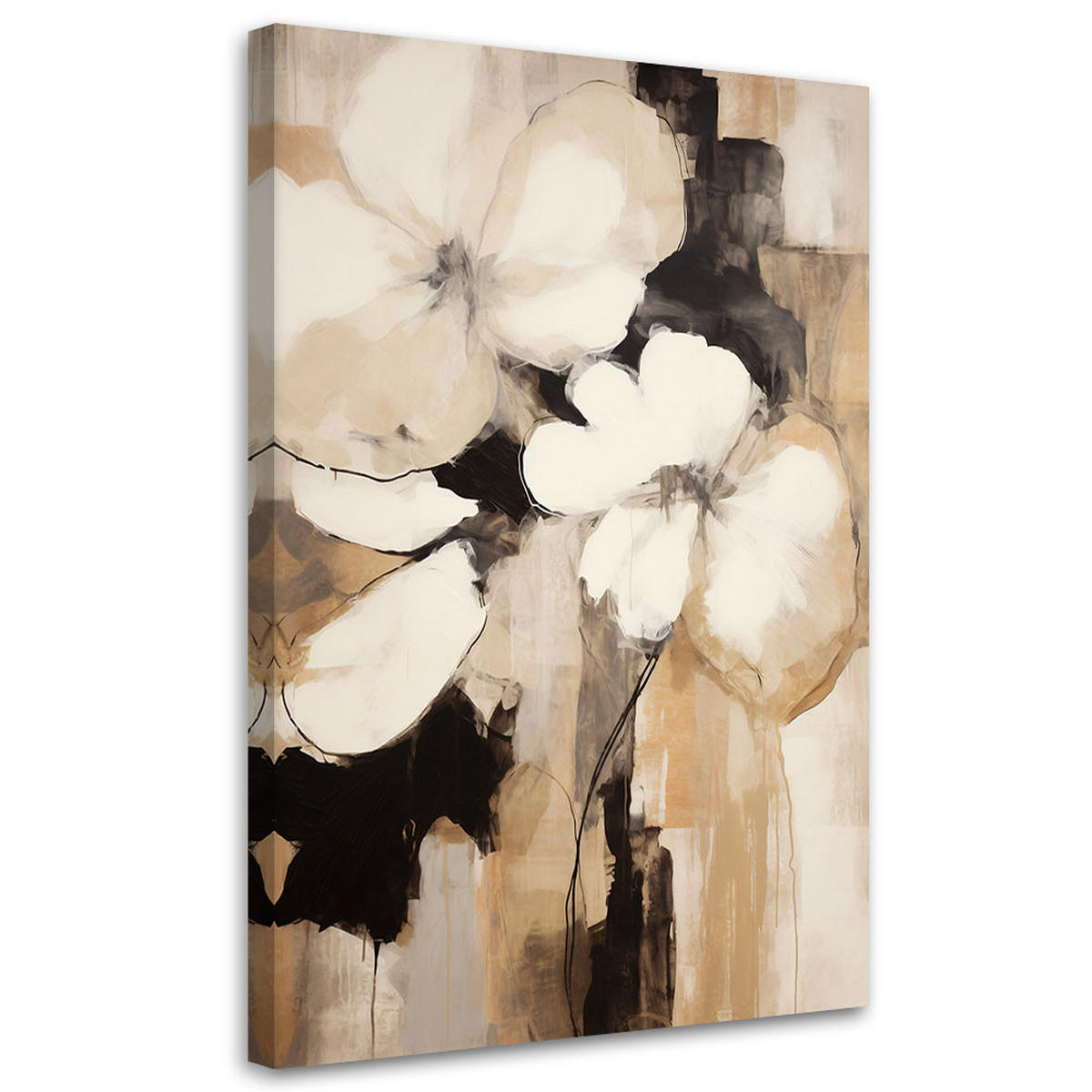 LEINWANDBILD Boho Blumen 40x60cm - Beige, Textil (40/60cm) - Feeby