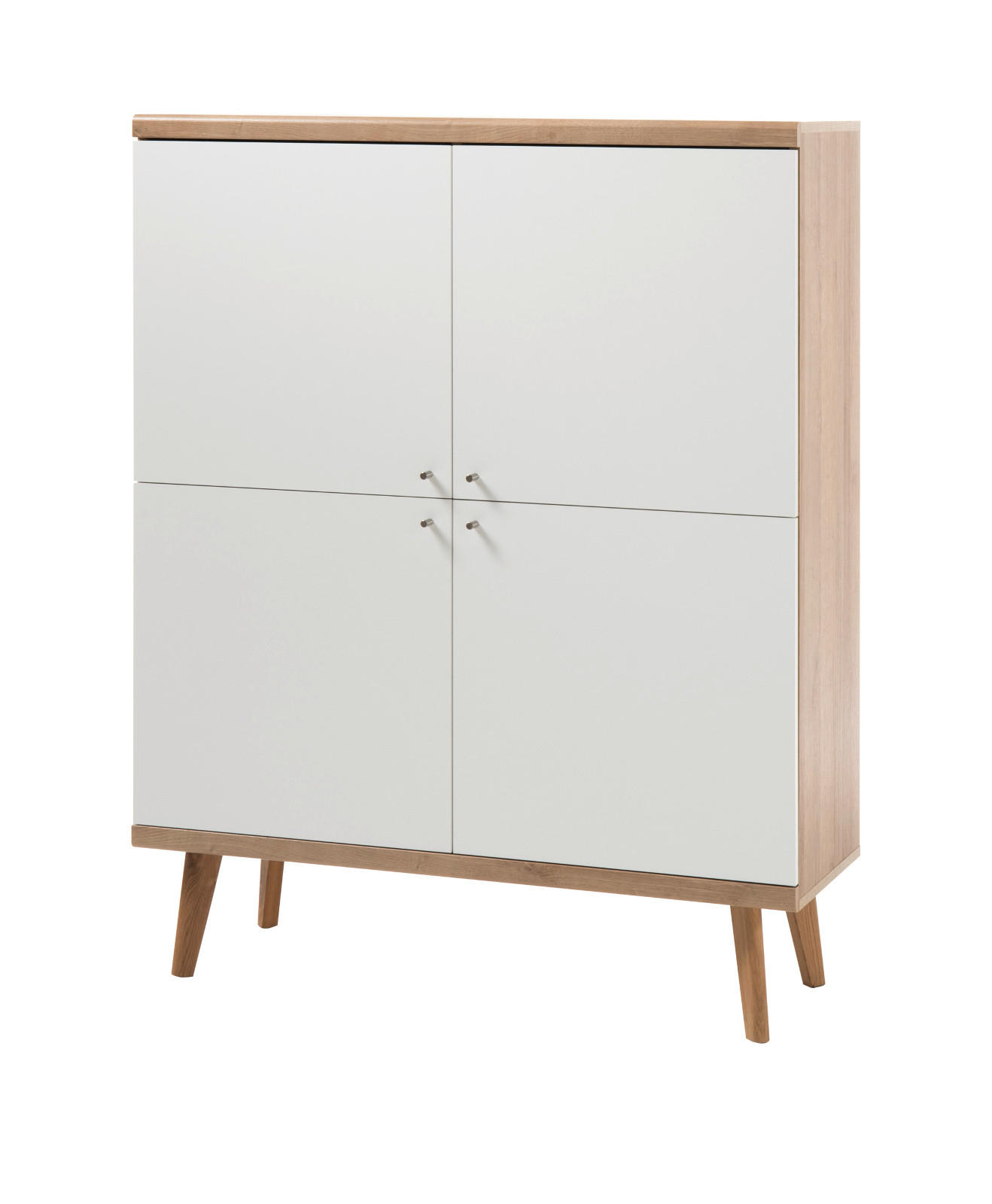 HIGHBOARD weiß, Eiche Riviera, skandinavisch, 107 x 134 cm - Eichefarben/Weiß, Holz/Holzwerkstoff (107/134/40cm) - Furn.Design