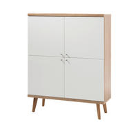 HIGHBOARD weiß, Eiche Riviera, skandinavisch, 107 x 134 cm - Eichefarben/Weiß, Holz/Holzwerkstoff (107/134/40cm) - Furn.Design