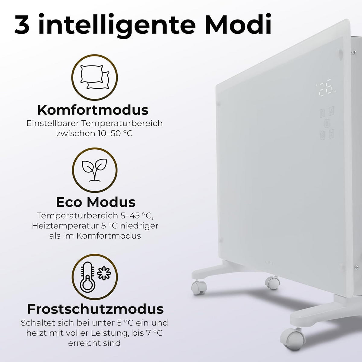 KONVEKTOR 2500 W WLAN Heizgerä - Weiß, Kunststoff/Metall (25/55/85cm) - KLAMER