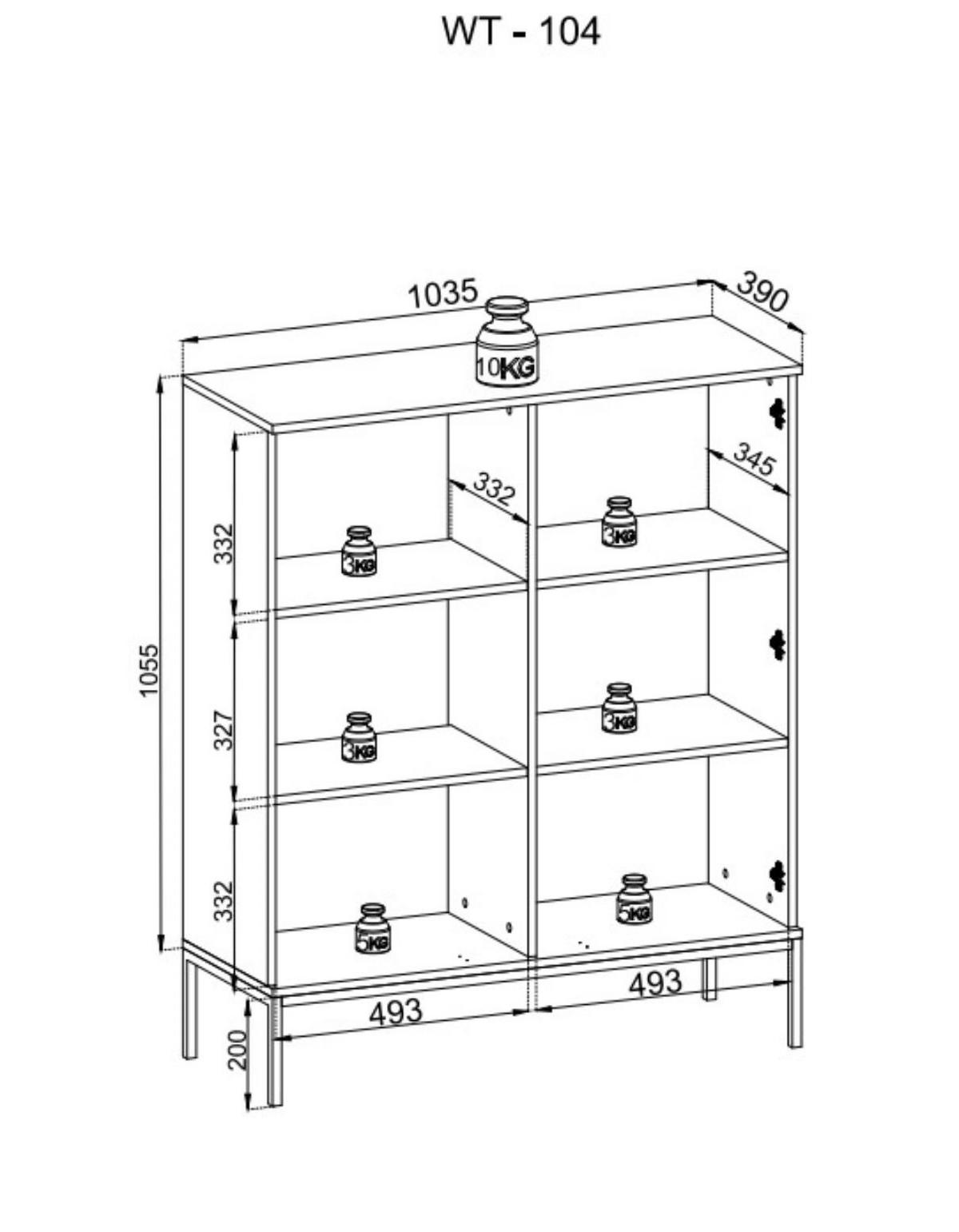 VITRINE Sentino Kaschmir, Zweitürige Glasvitrine mit LED - Kaschmir, Holzwerkstoff/Metall (104/126/39cm) - Bettso
