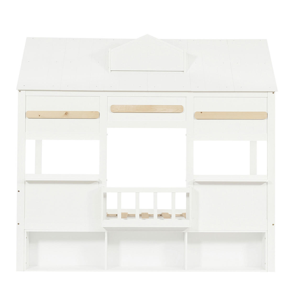 VYSOKÁ posteľ 90/200 cm biela z masívneho dreva a MDF s policovým radom - biela, drevo (90/200cm) - OKWISH