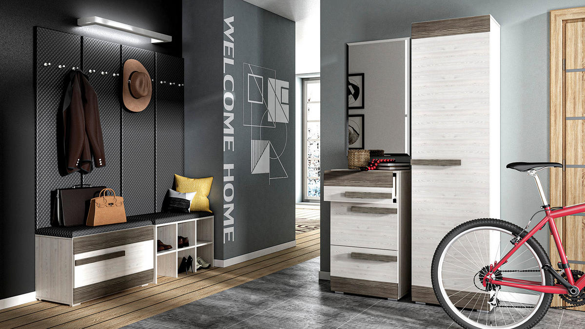 WANDGARDEROBE – 40 cm – Blanco – Grau - Grau, Holzwerkstoff (40/150/30cm) - hi-markt