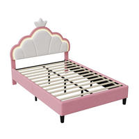POLSTERBETT 140x200 cm Kronen LED Samt Rosa - Rosa, Holz (140/200cm)