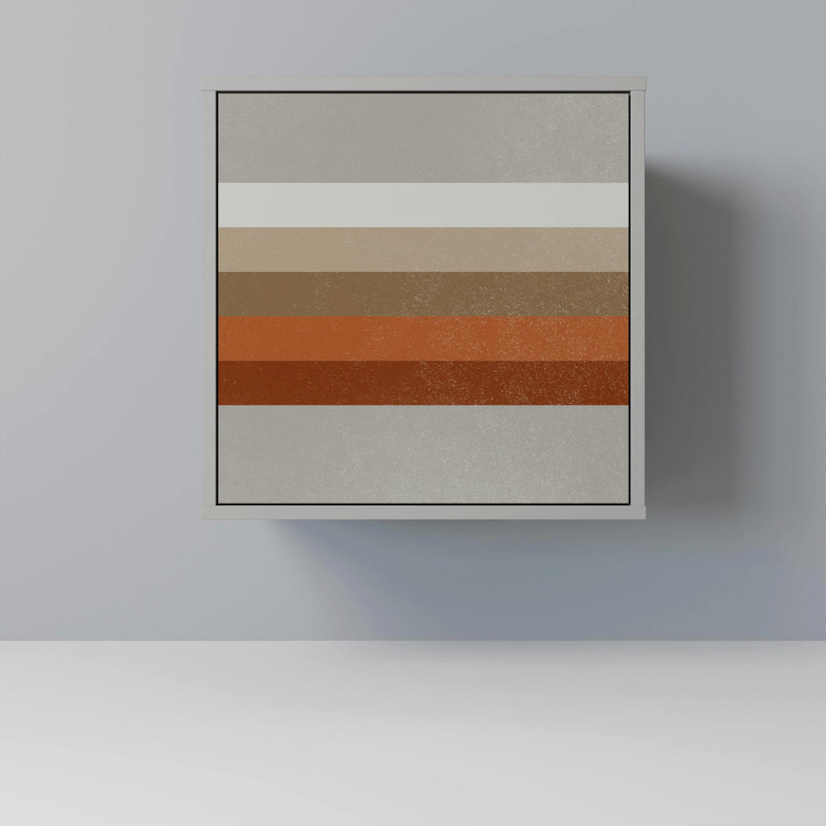 SIDEBOARD PECULIAR TRAIL, Grau, 57,5x42x67,5 cm, Schwarze Metall-Rahmenfüße - Multicolor/Schwarz, Holzwerkstoff/Metall (57.5/67.5/42cm) - SpaceRebels