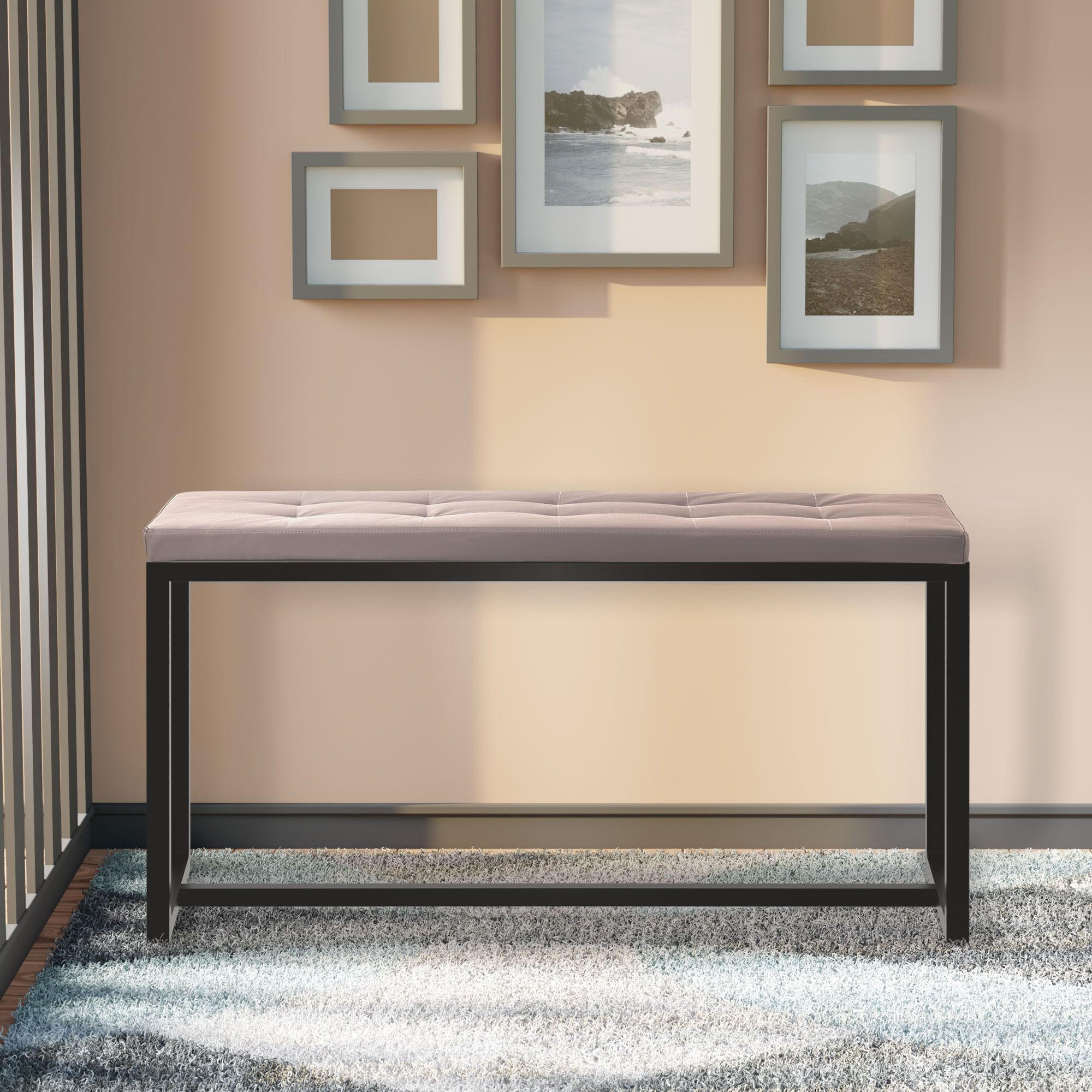 SITZBANK 100/40 cm Kunstleder weiß - Schwarz/Weiß, Textil/Metall (100/48/40cm) - CLP