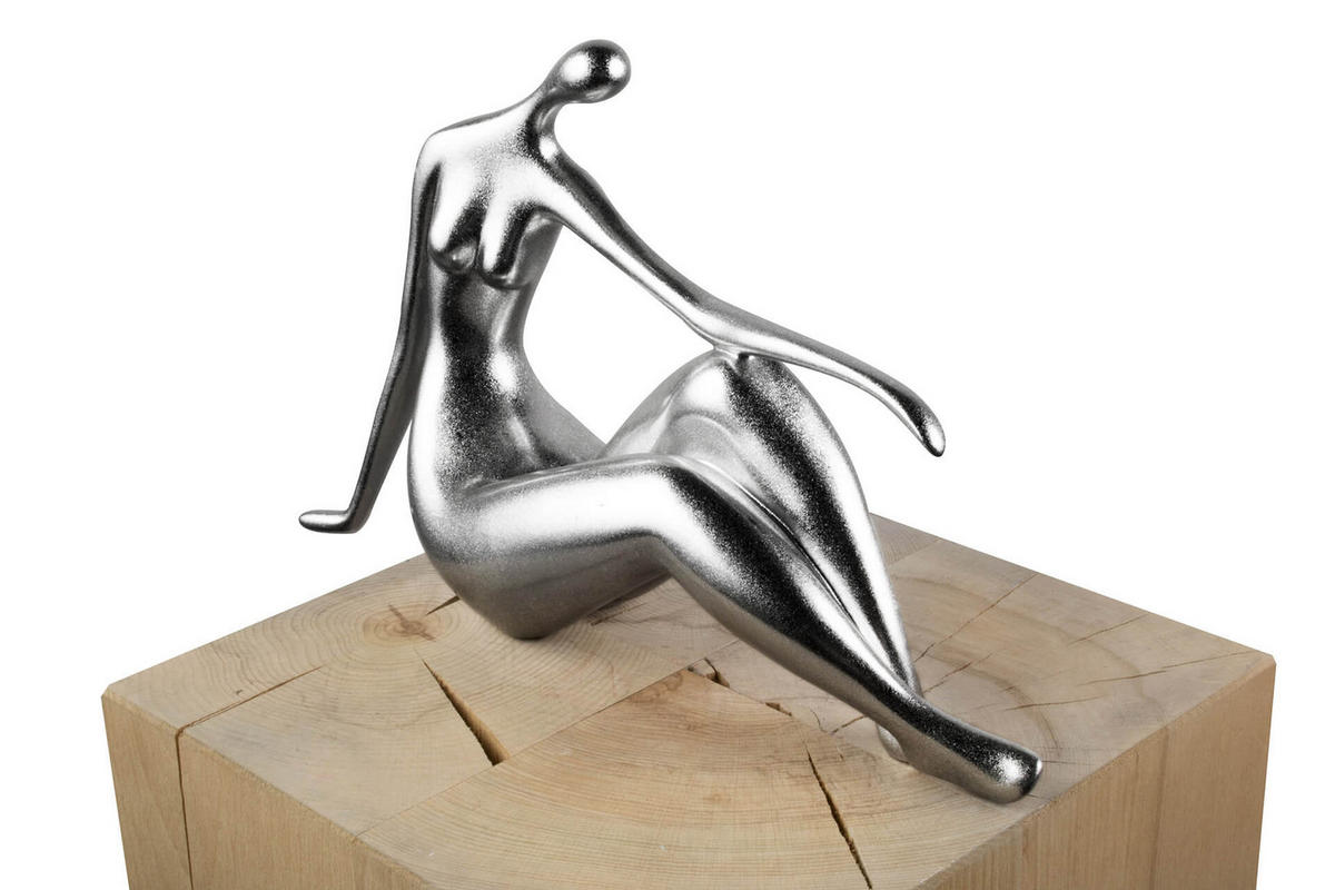 SKULPTUR Silber 36/22 cm - Silberfarben, Stein (0.92/22/10cm) - KUNSTLOFT