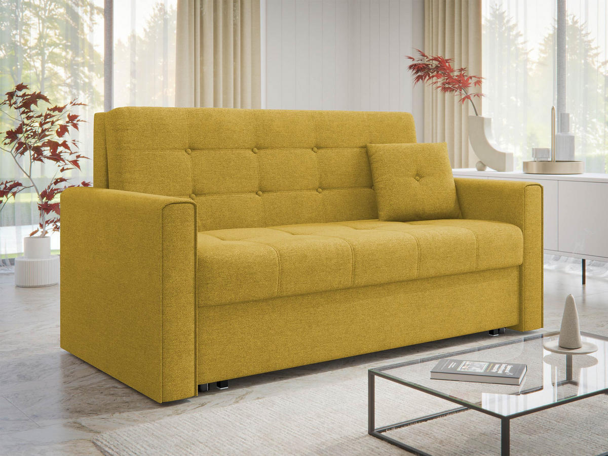 SCHLAFSOFA Viva Lux III - Gelb, Holz/Textil (153/85/98cm) - MIRJAN24