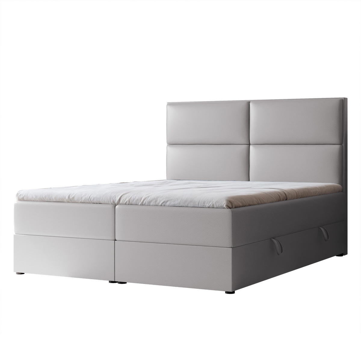 BOXBETT 120x200 cm mit Topper - Grau, Holzwerkstoff/Textil (140/200cm) - Idohome