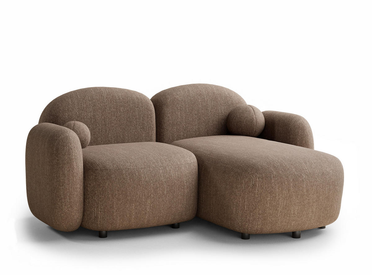 ECKSOFA Bahama Braun Webstoff - Schwarz/Braun, Holz/Holzwerkstoff (190/146cm) - Maison de Reve