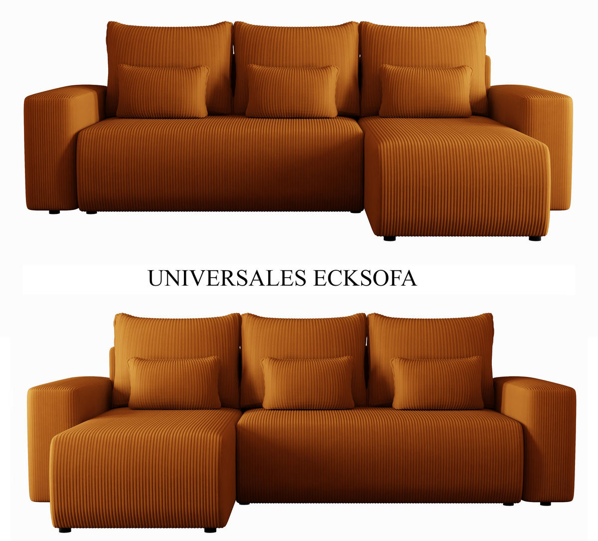 ECKSOFA Travis mit Bettkasten und Schlaffunktion, L-Form, Cord, Universal - Rostfarben, Holzwerkstoff (248/148cm) - 4ALL HOME