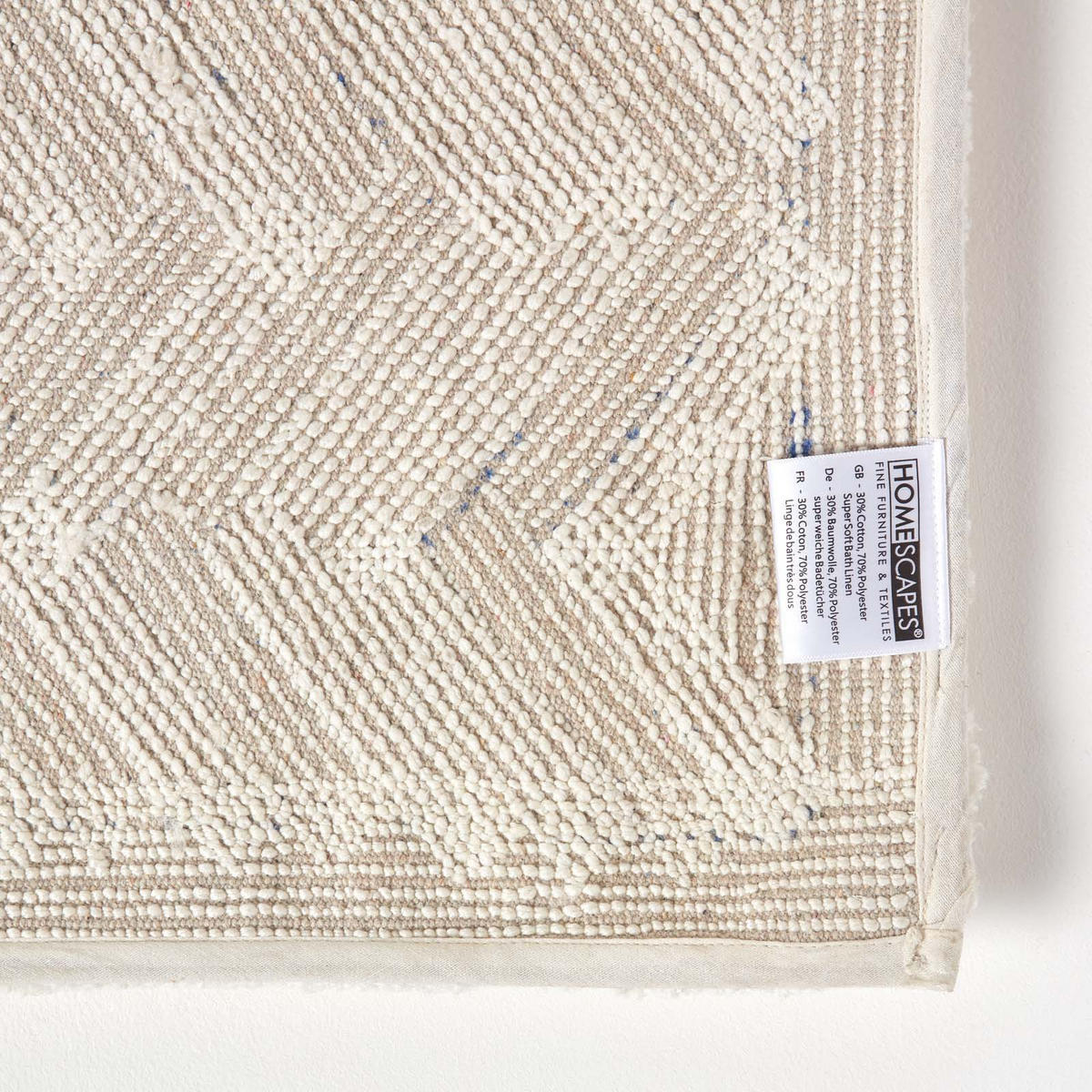 BADEMATTE 50/80 cm Chevron, Hochflor - Weiß, Textil (50/80cm) - Homescapes