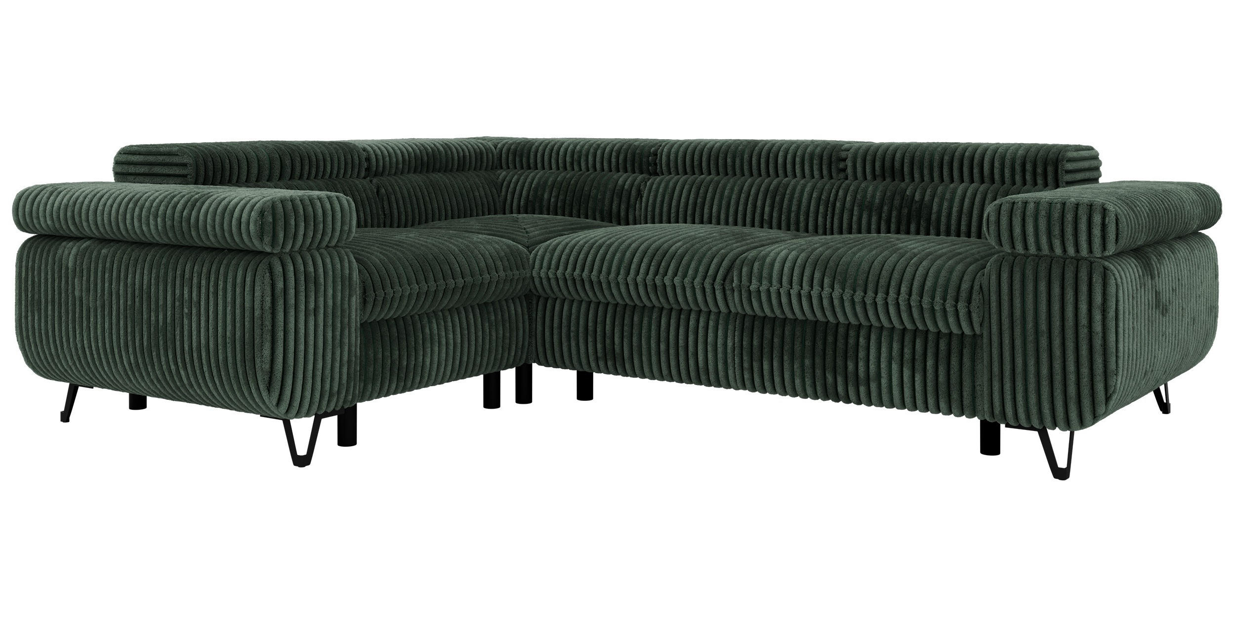 ECKSOFA ORSO L Dunkelgrün Cord - Links Seite - Dunkelgrün/Schwarz, Textil/Metall (197/268cm) - MKS