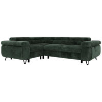 ECKSOFA ORSO L Dunkelgrün Cord - Links Seite - Dunkelgrün/Schwarz, Textil/Metall (197/268cm) - MKS