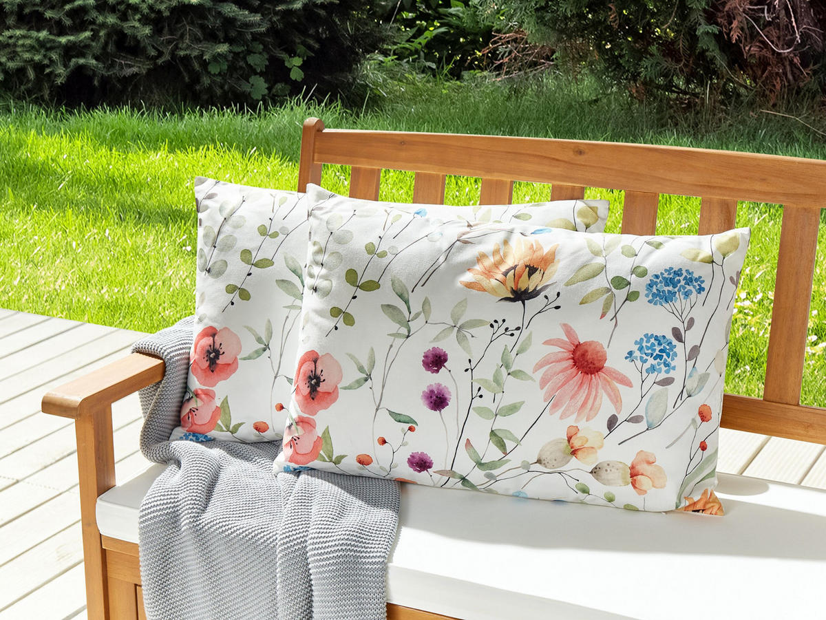 OUTDOOR-KISSEN 2er-Set Blumenmuster mehrfarbig 40/60 cm Monesi - Multicolor, Textil (40/60cm) - Beliani