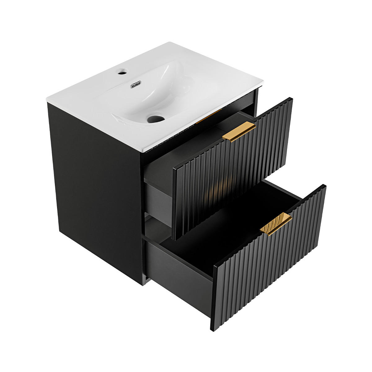 BADMÖBEL Adriel 2er-Set Mattschwarz - Schwarz, Holzwerkstoff (60.2/57/46cm) - Petits-meubles